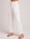 Pleated Linen Cargo Trouser, White