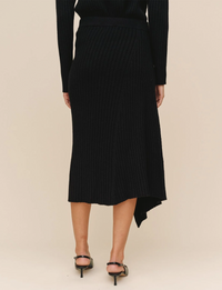 Asymmetric Hem Skirt, Black