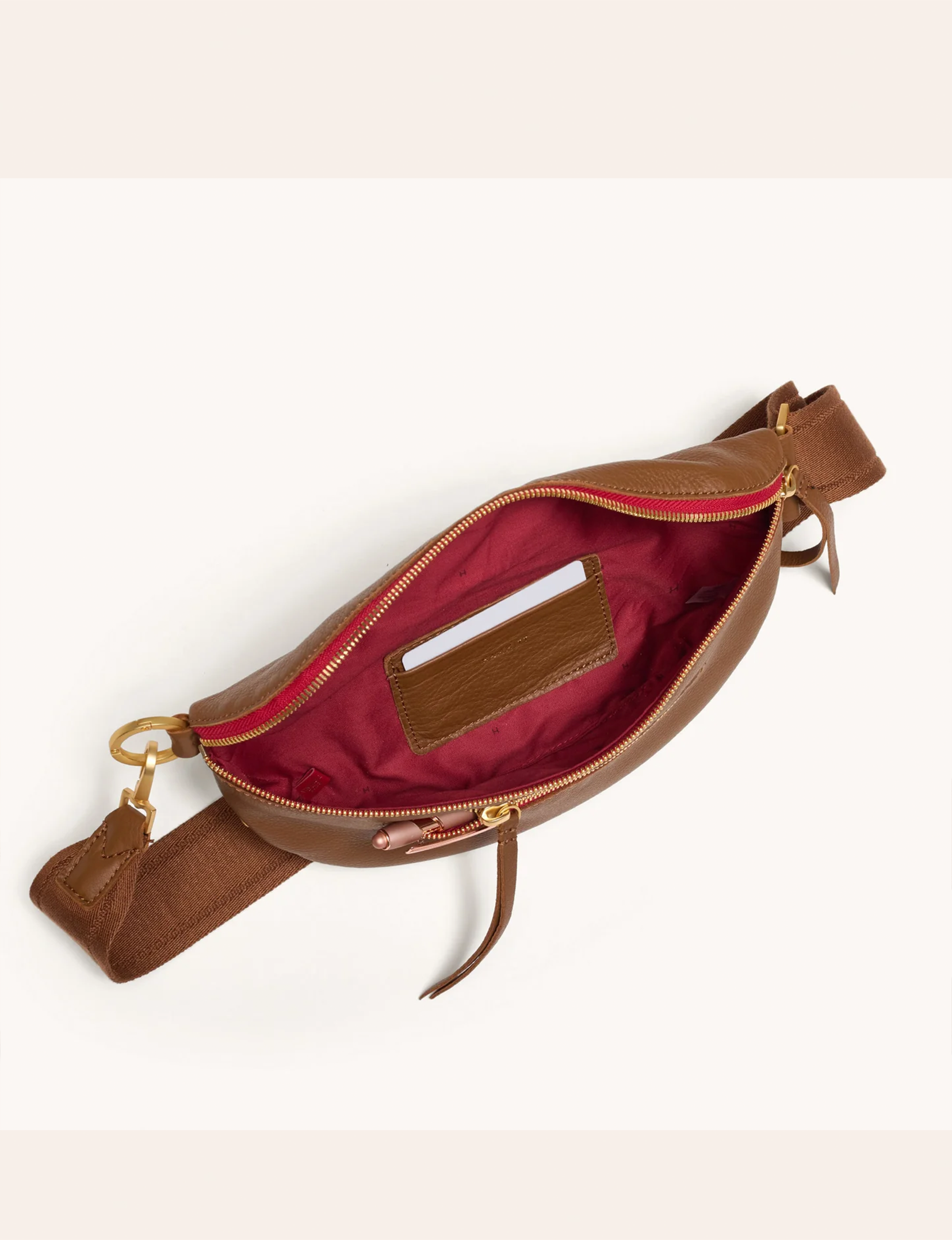 Charles Medium Crossbody, Mahogany/Brushed Gold