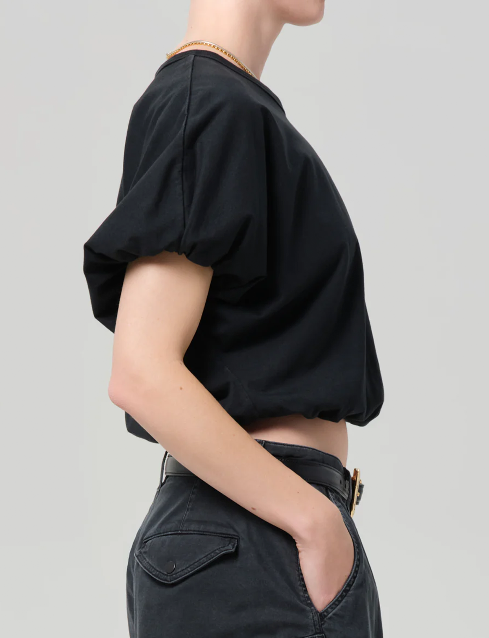 Gia Bubble Tee, Washed Black