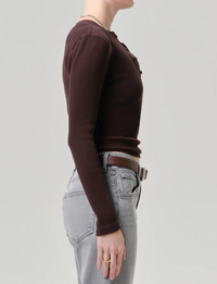 Drea Waffle Henley, Chocolate