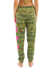 Heart 4 Sweatpants, Camo/Neon Pink