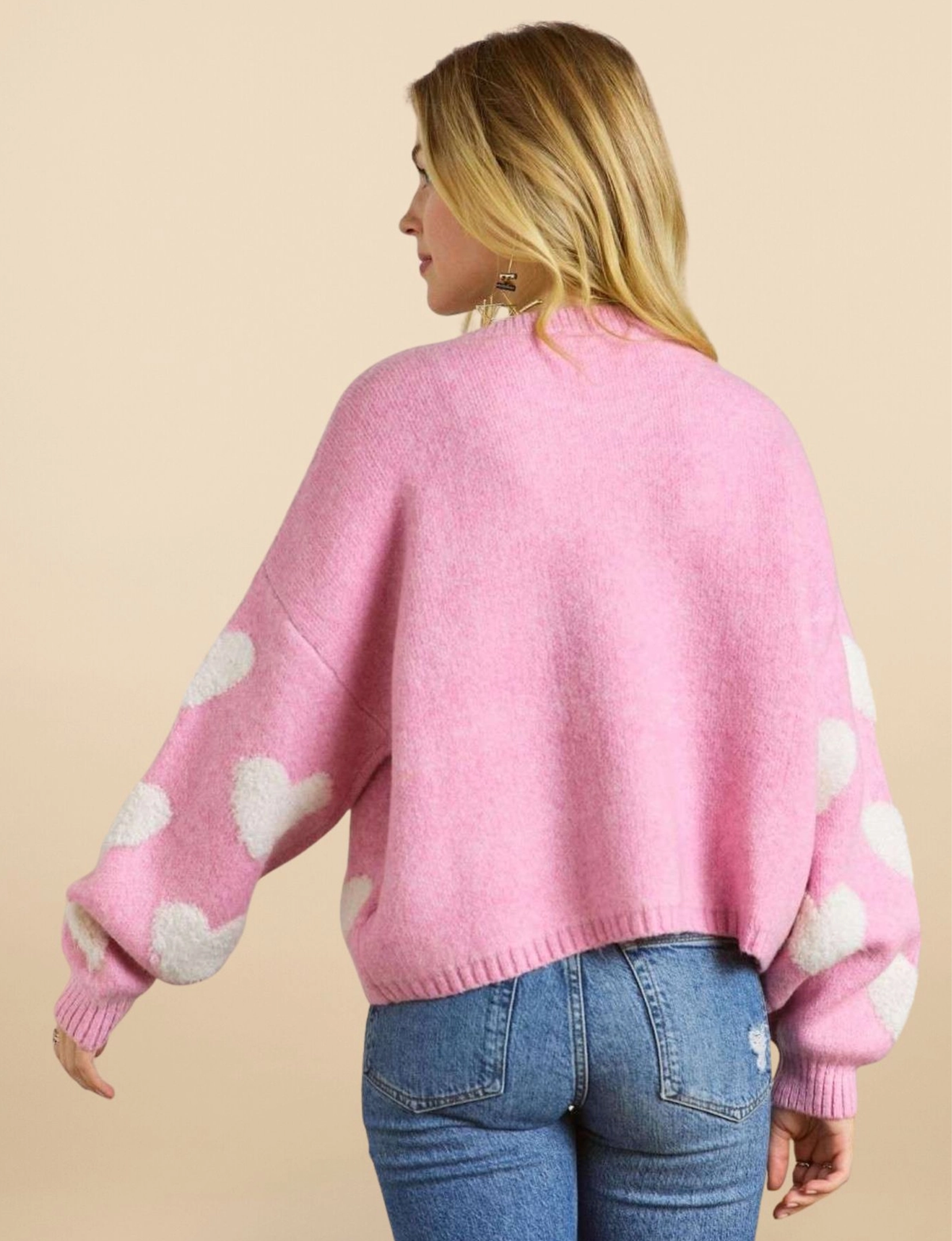 Lovely Heart Sweater, Candy Pink