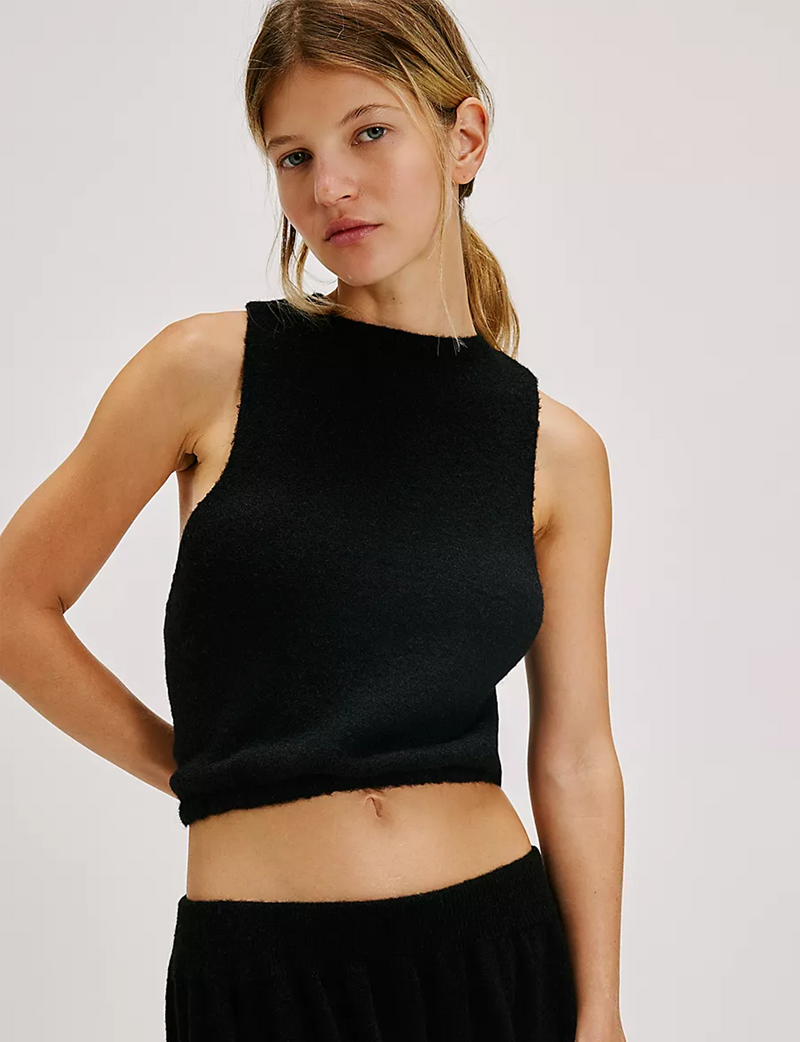 Warm Fluff Crop Top, Black