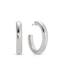 Medium Thick Classic Hoops, Silver