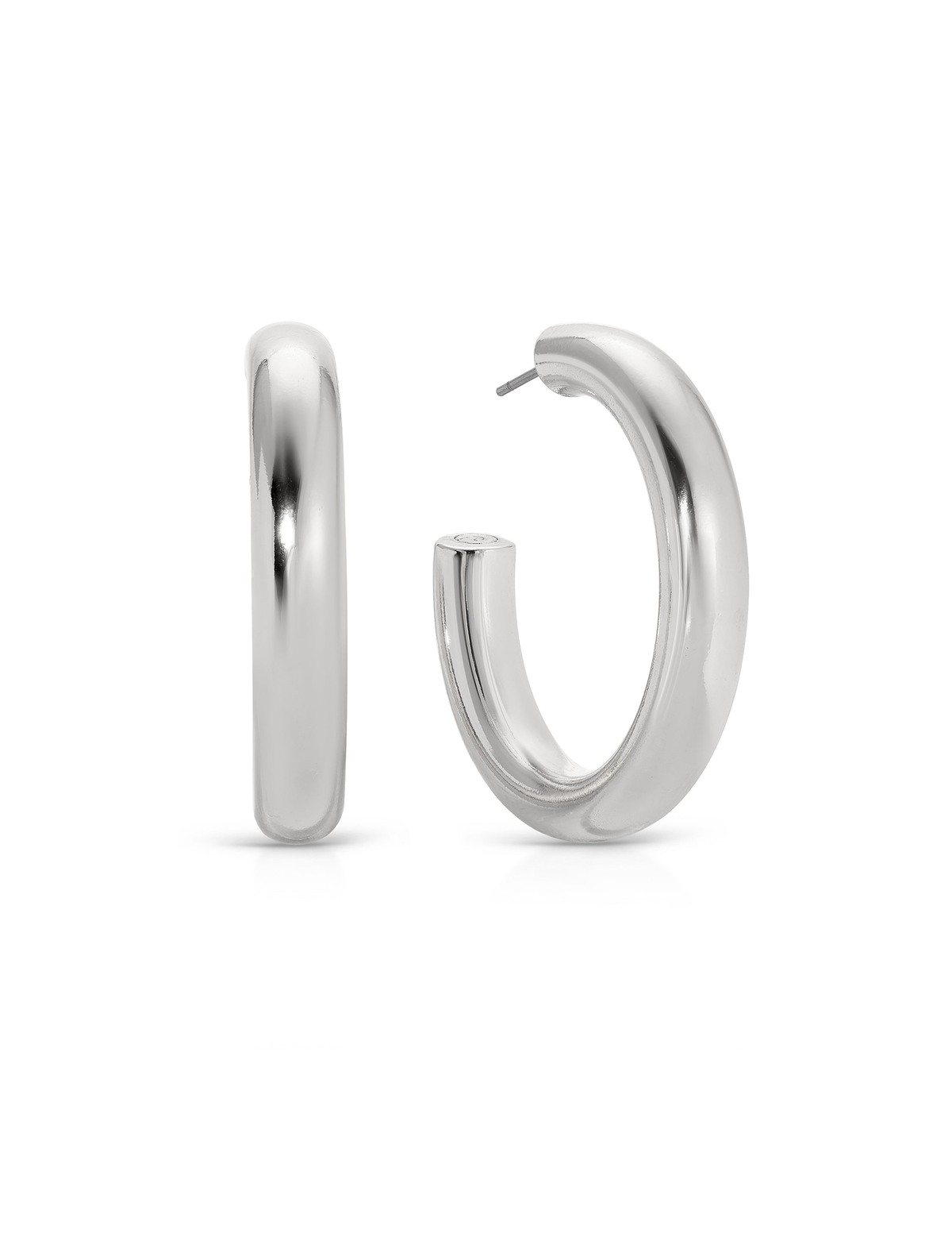 Medium Thick Classic Hoops, Silver