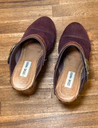 Steve Madden Suede Wooden Platform Mule, Plum