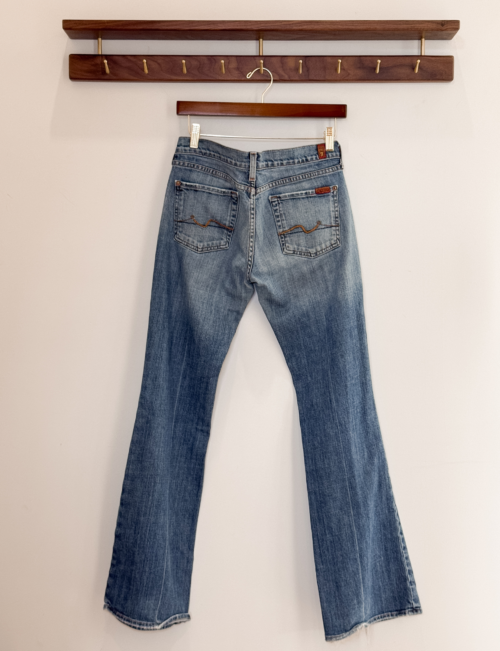 7 For All Mankind Flare Jeans, Light Medium Wash