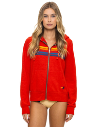 5 Stripe Zip Hoodie, Red/Multi