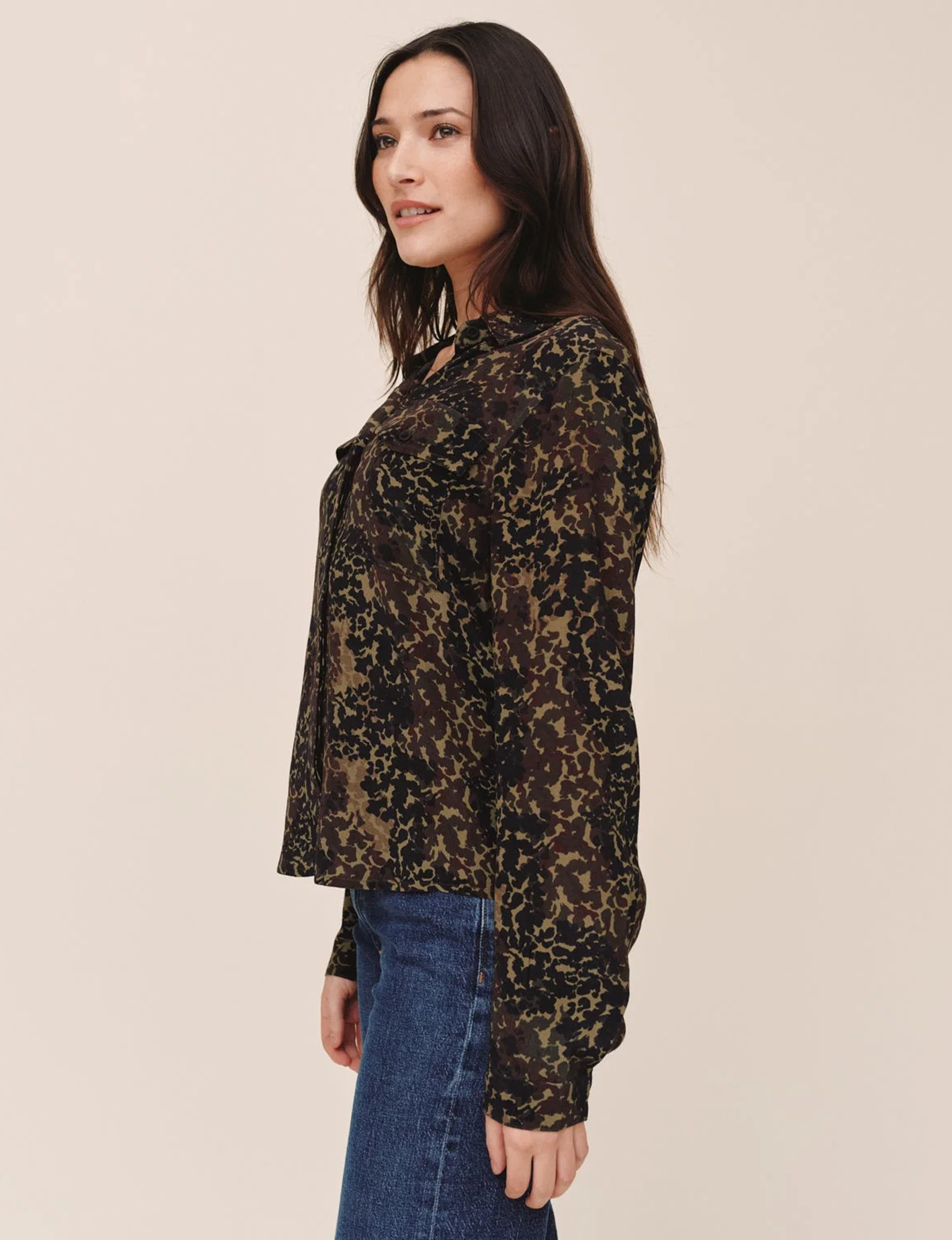 Utility Button Down Shirt, Ditsy Camo