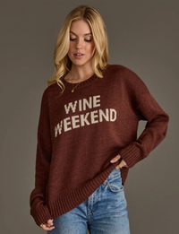 Wine Weekend Sweater, Brandy/Cream