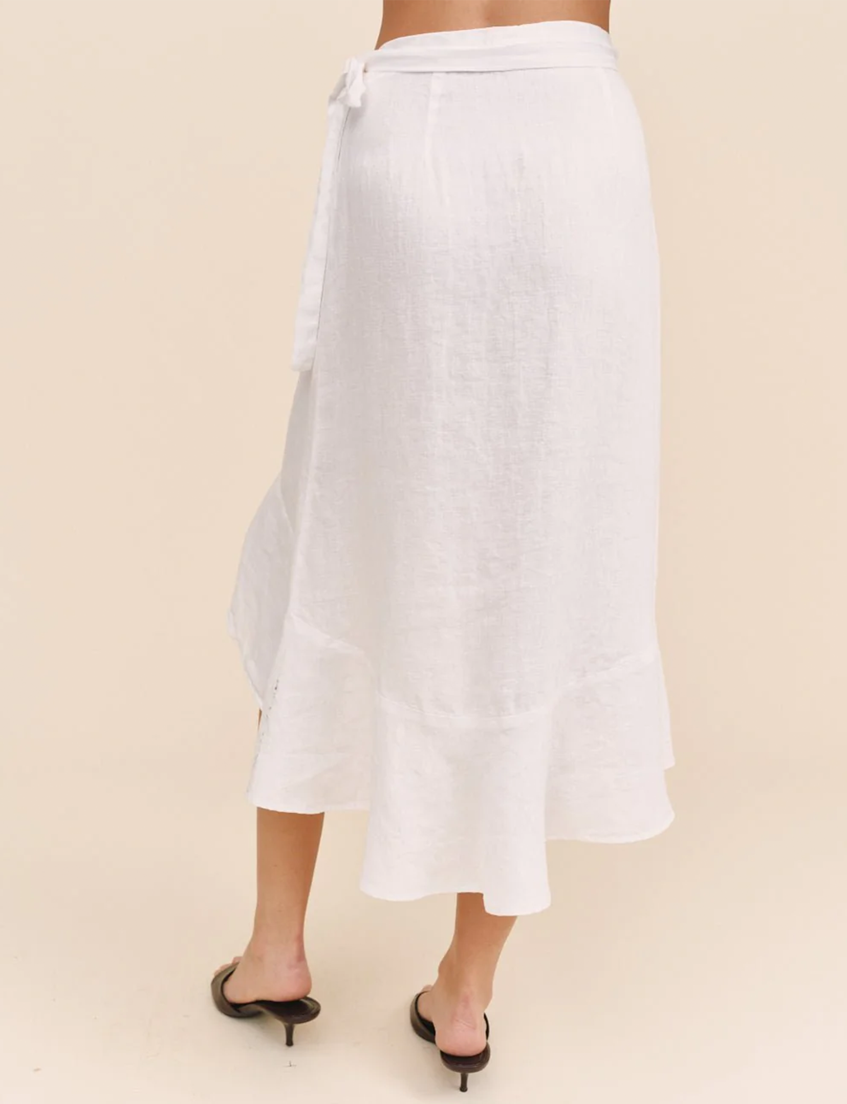 Ruffle Wrap Skirt, White