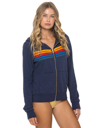 5 Stripe Zip Hoodie, Navy/Multi