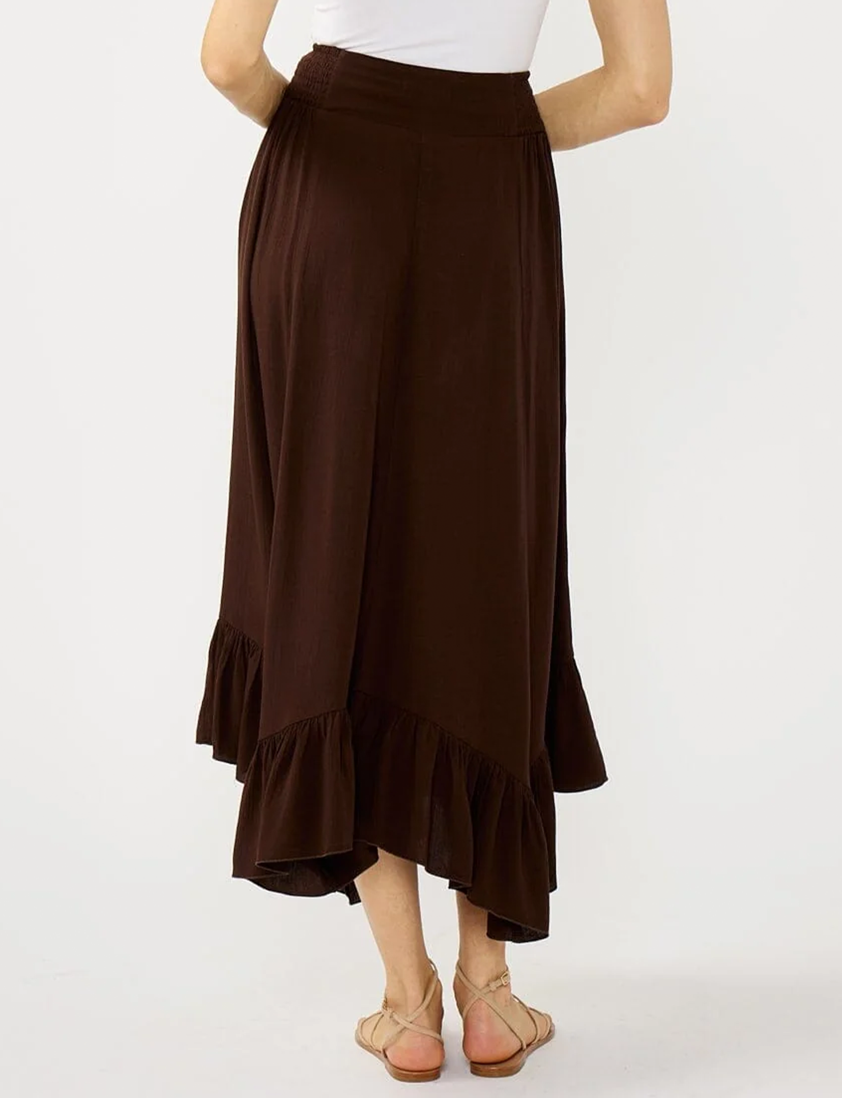 Bohemian Ruffle Skirt, Chocolate Brown