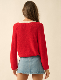 Contrast Cardi, Cherry Tomato