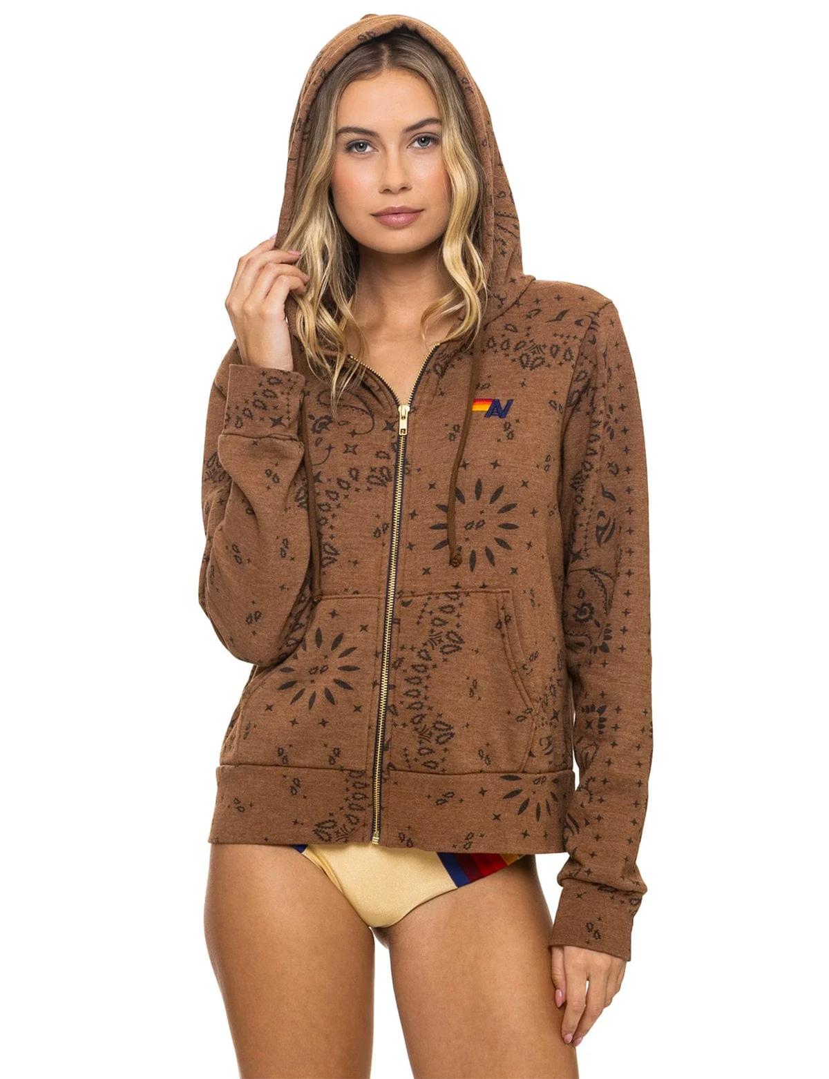 Bandana Zip Hoodie, Cinnamon