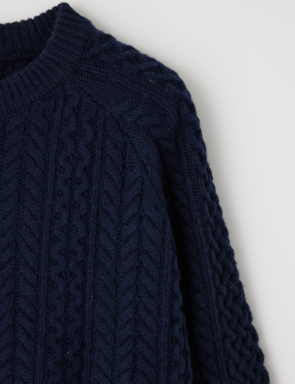 Panel Cable Pullover, Navy