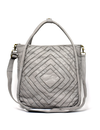 Benecio Leather Patchwork Tote, Light Grey