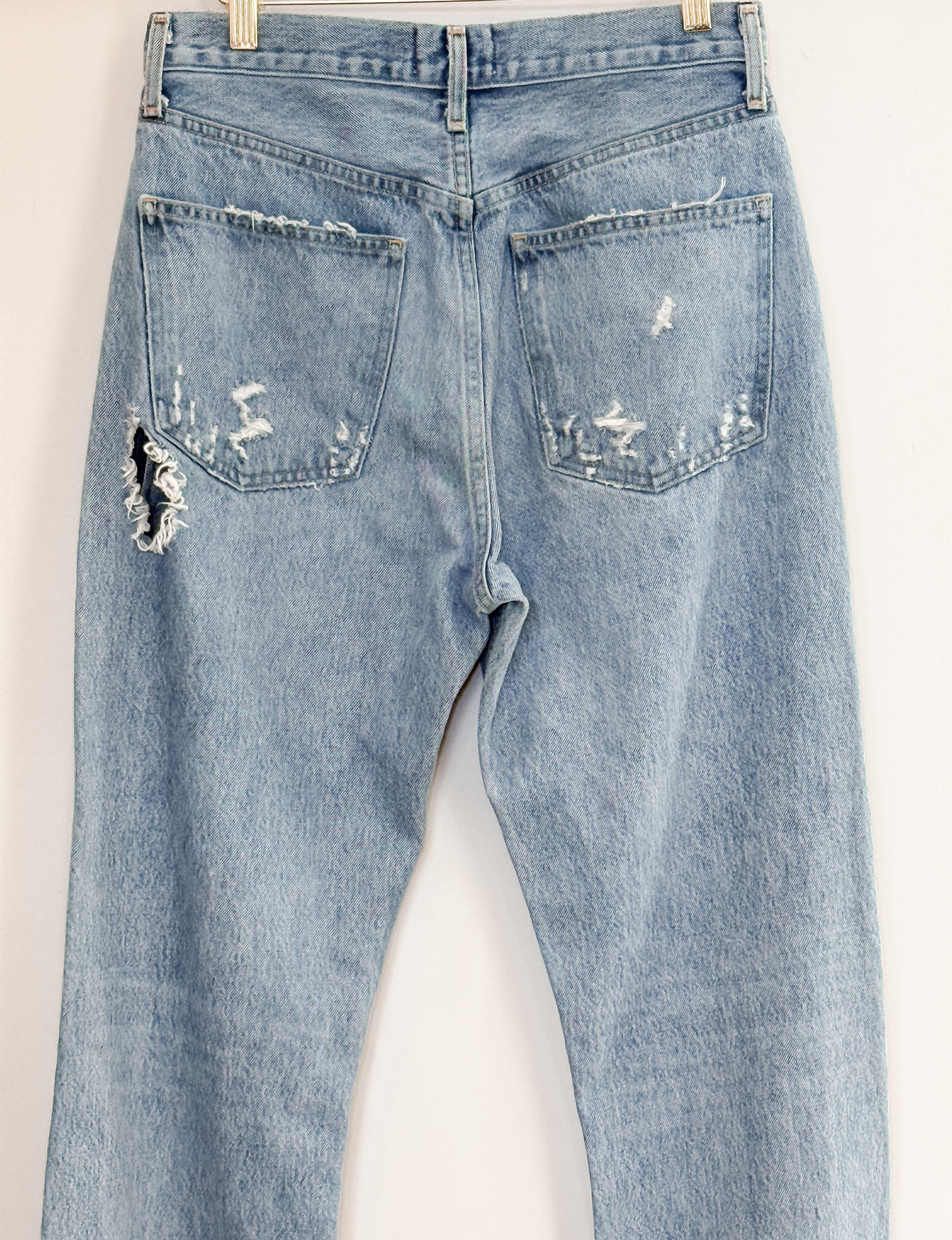 AGoldE '90s Mid Rise Distressed Jean, Fall Out