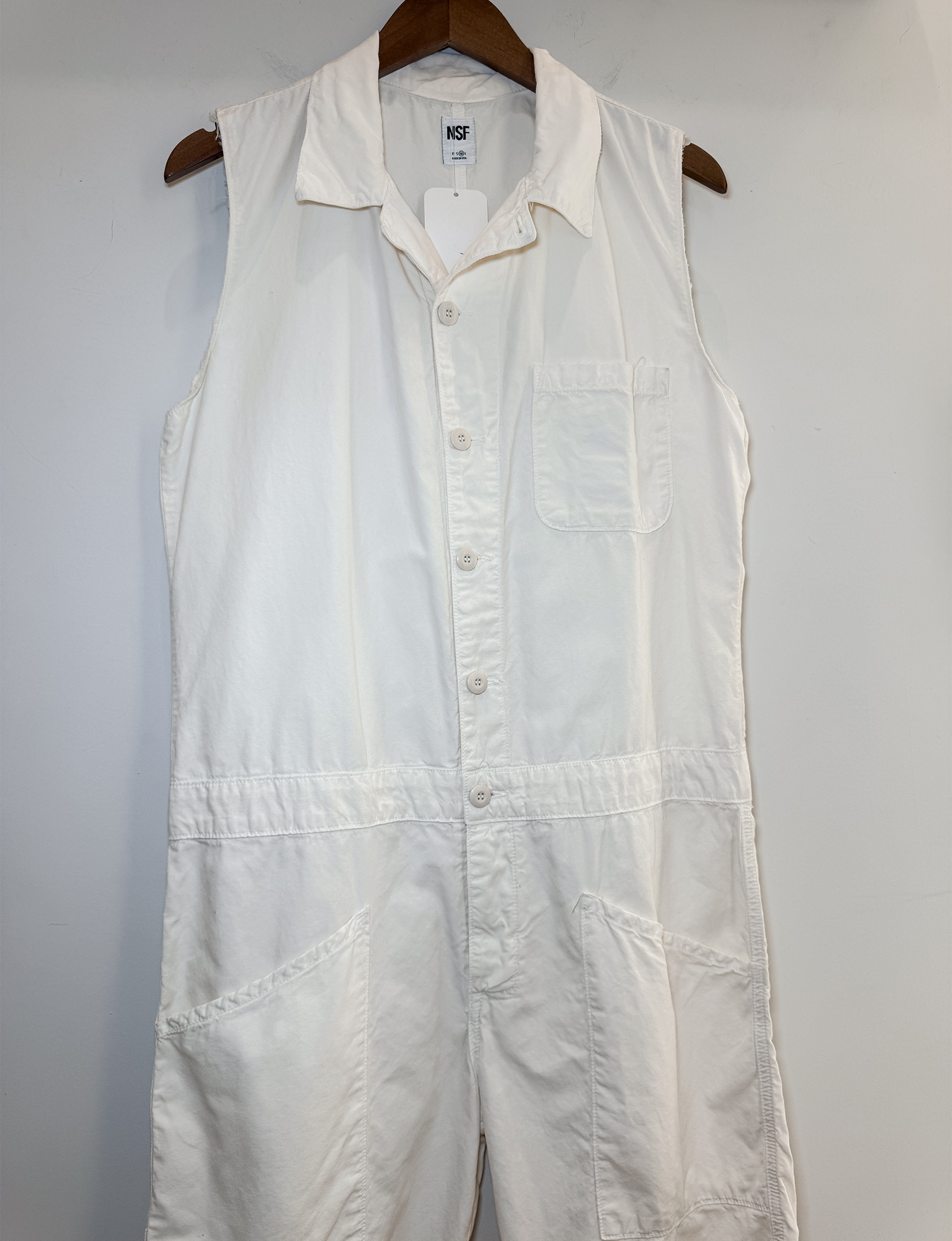 NSF Sleeveless Utility Romper, Cream