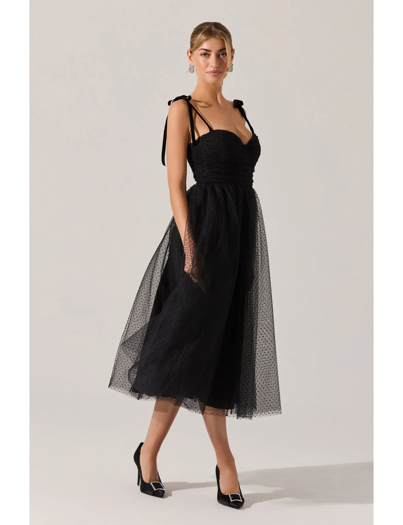 Karyme Dress, Black/Polka Dot