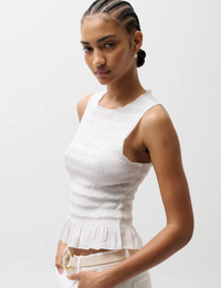 Pheobe Smocked Tank, Le Blanc