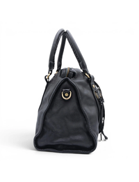 Large Leather Satchel, Black