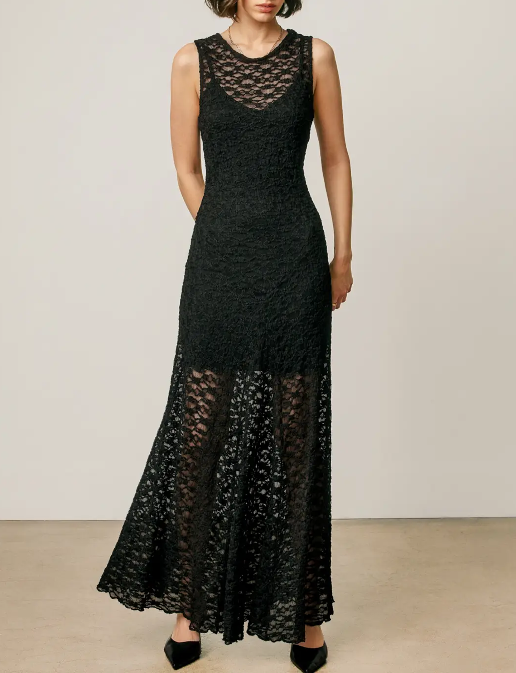 Carmen Lace Dress, Black