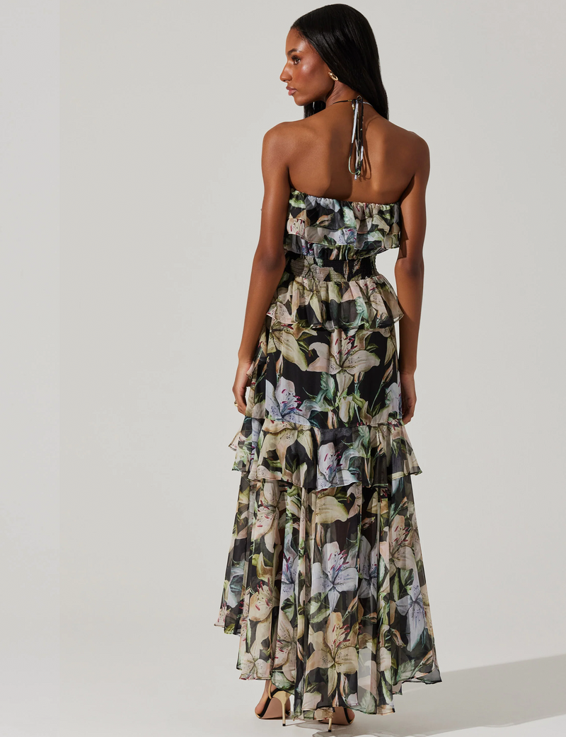 Elena Dress, Black/White Floral