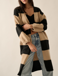Colorblock Duster, Black/Taupe