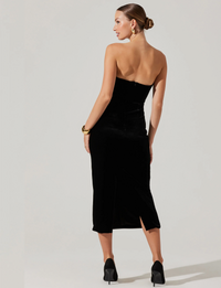 Arista Velvet Midi Dress, Black