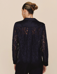 Lace Contrast Shirt, Midnight Sky