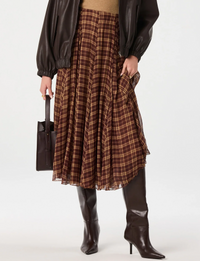 Fiori Skirt, Brown Plaid