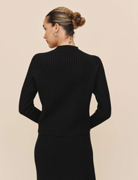 Raglan Ribbed Sweater, Black