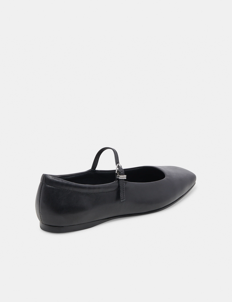 Reyes Ballerina Flat, Black Leather