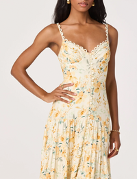 Tazia Dress, Yellow Cream Floral