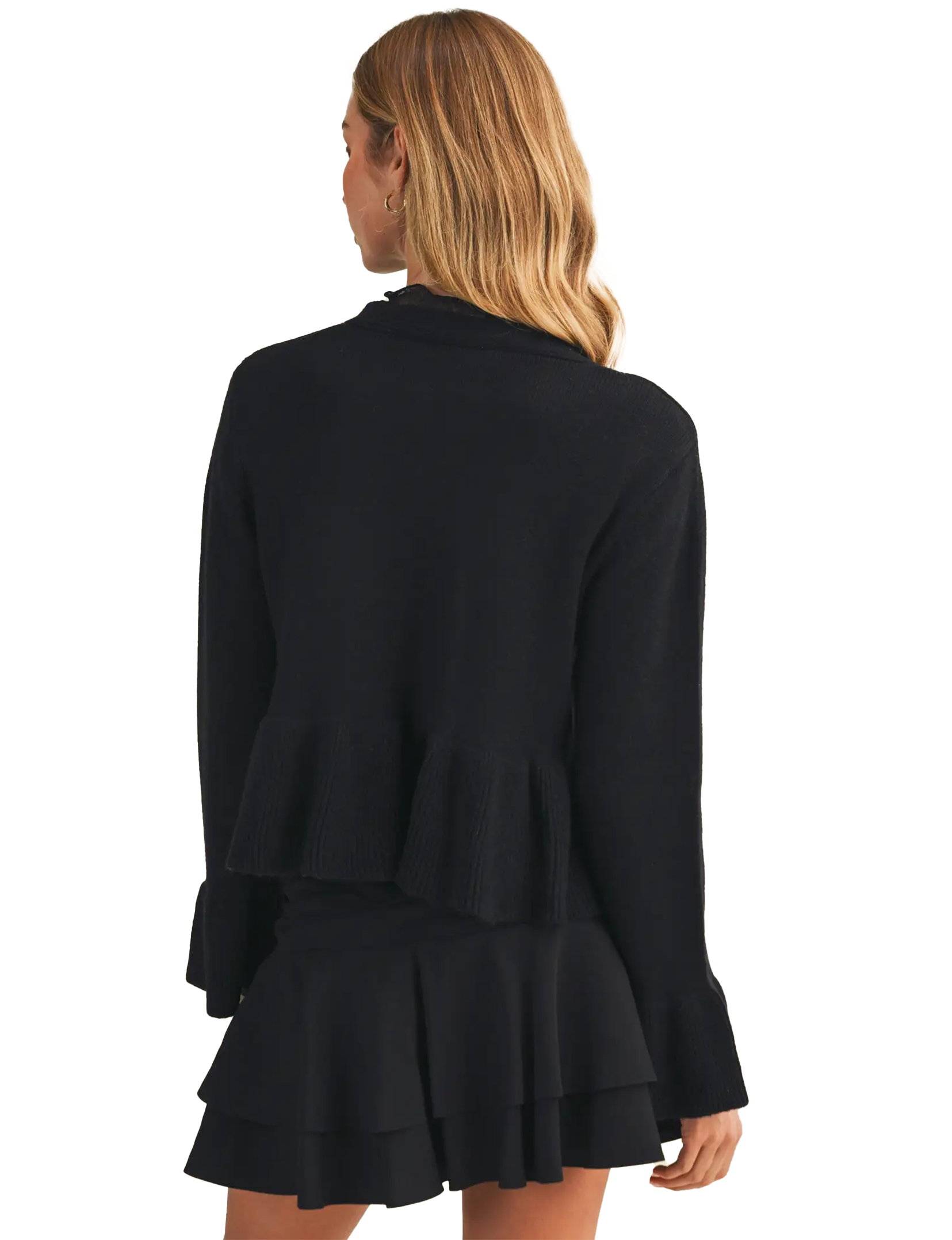Peplos Cardigan, Black