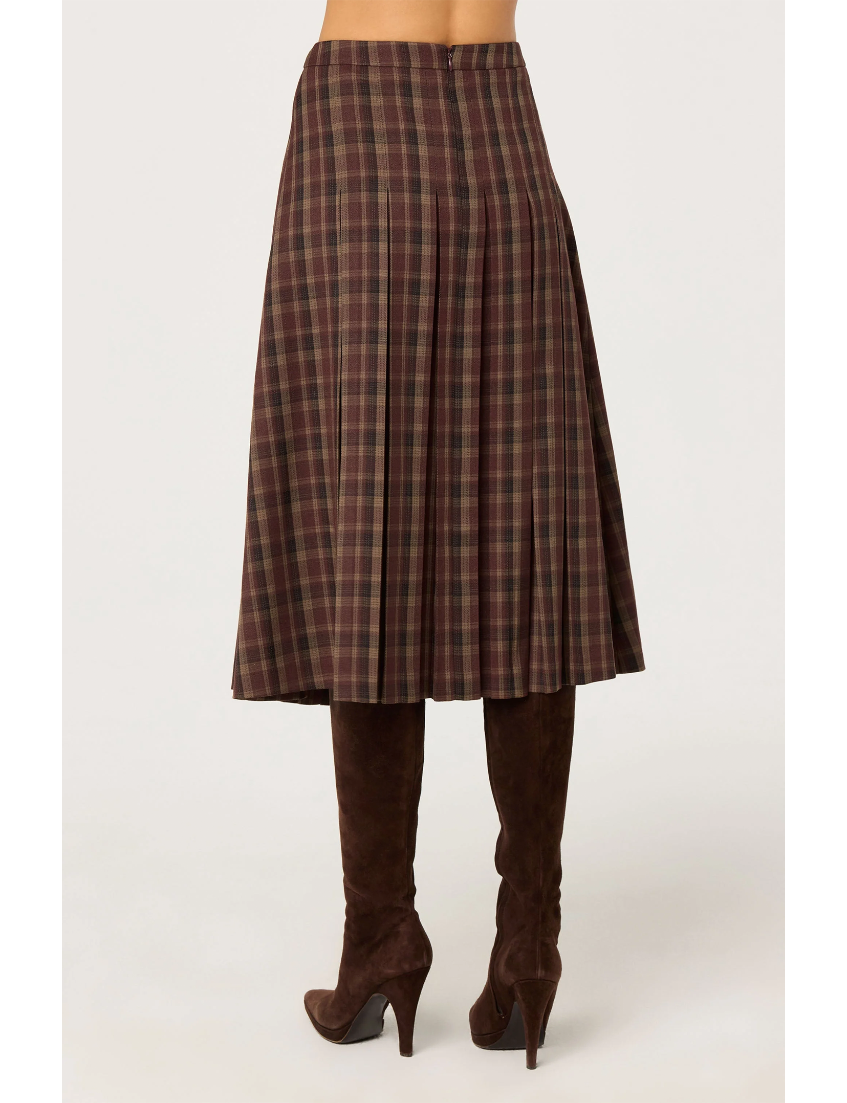 Vena Skirt, Wine Plaid