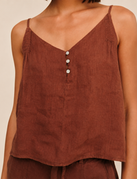 Pintuck Camisole, Sea Glass Brown
