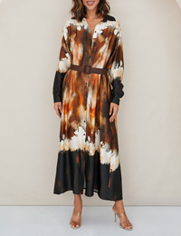Bleeding Ink Dress, Ivory/Chocolate