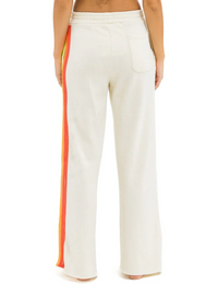5 Stripe Wide Leg Pocket Sweatpants, Vintage White/White Neon