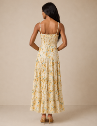 Tazia Dress, Yellow Cream Floral
