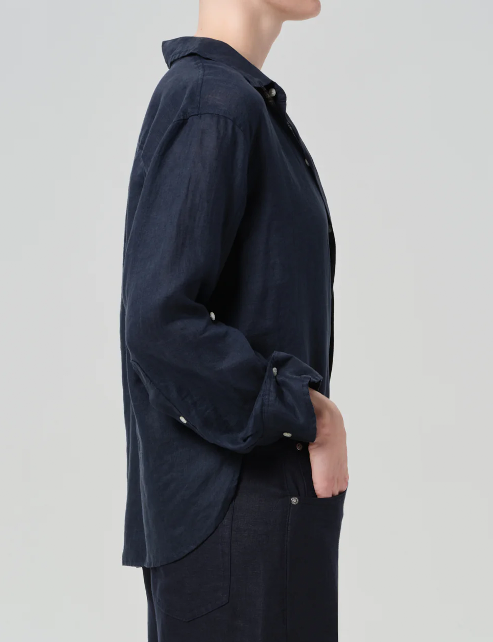 Kayla Shrunken Shirt, True Navy