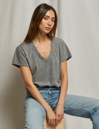 Hendrix V Neck Tee, Heather Grey