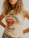 Rolling Stones 1975 Baby Tee, Pastel Yellow