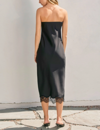Satin Midi Dress, Black