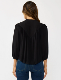 Embroidered Yoke Blouse, Black