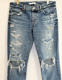 Moussy Tapered Distressed Skinny Jean, Medium Wash