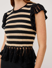 Coen Top, Black/White Stripe