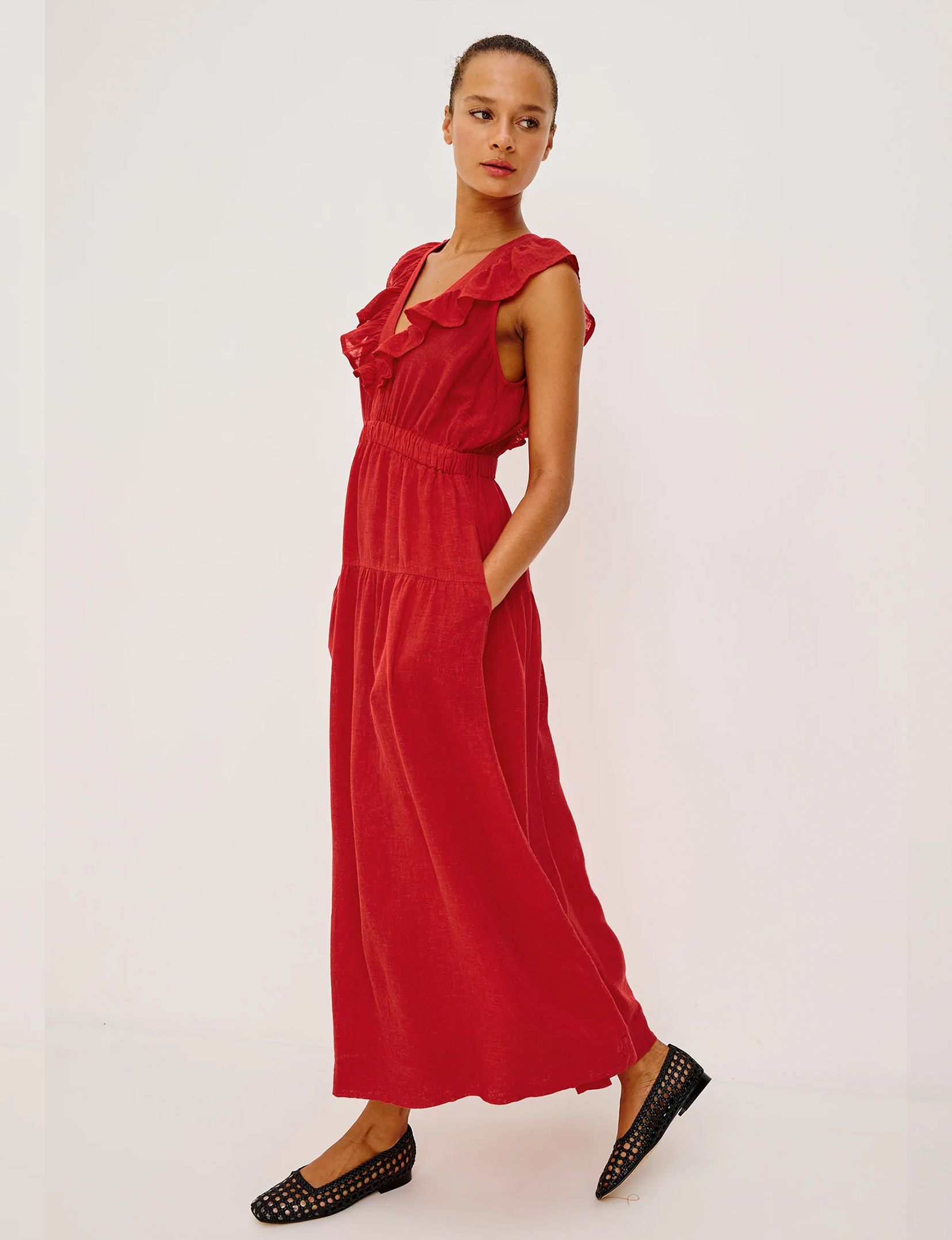 Beaux Maxi Dress, Tomato